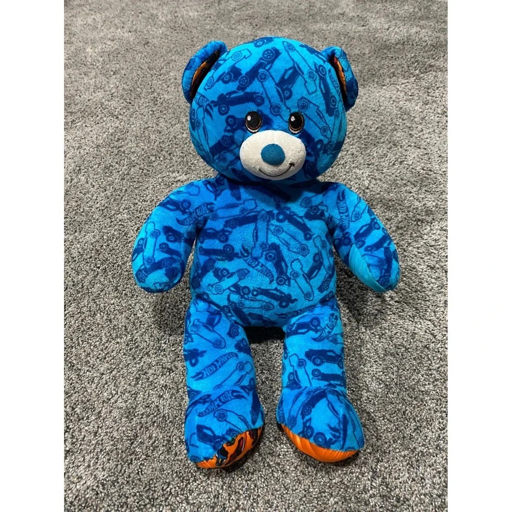 Build-A-Bear Hot Wheels Plush Unisex OS Blue Good Car Print Teddy Bear